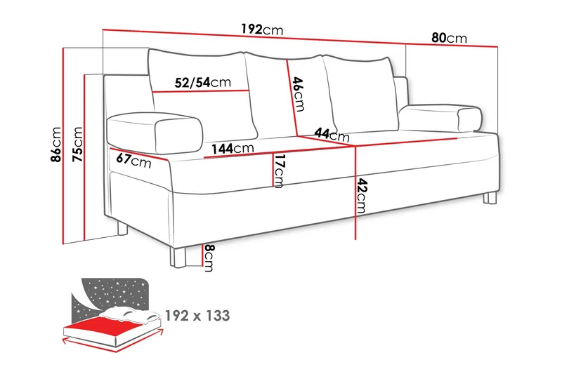 Eifion Sofa 3-seter - Svart - Møbler - Sofaer - Sofa 3 seter