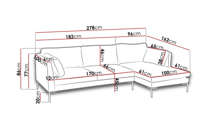 Ocean Hjørnesofa Høyre - Rosa - Møbler - Sofaer - Sovesofaer