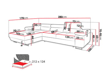 Gabina Sofa med Divan 3-seter - Grå/Hvit - Møbler - Sofaer - Sofa med sjeselong
