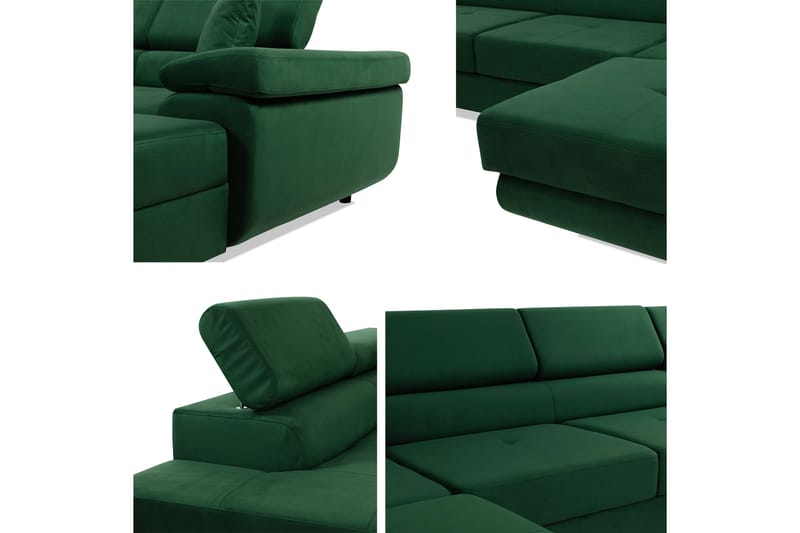 Gabina Sofa med Divan og Sjeselong 4-seter - Svart - Møbler - Sofaer - U-sofa