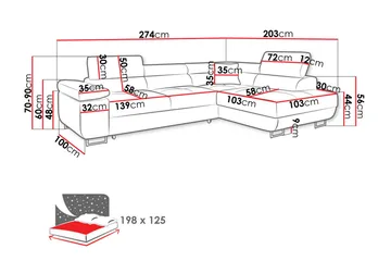 Gabina Sofa med Sjeselong 3-seter - Hvit - Møbler - Sofaer - Sovesofaer