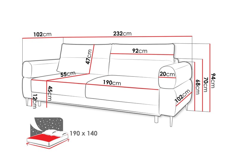 Hawara Sovesofa 2-Seter - Beige - Møbler - Sofaer - Sovesofaer