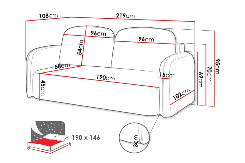 Hemanti Sovesofa 2-Seter - Blå - Møbler - Sofaer - Sovesofaer