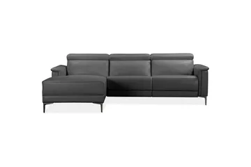 Hjørnesofa 3-seter Lund Grå, Lær/PU, Venstre Manuell Recliner - Grå, Lær/PU, Venstre Manuell Recliner - Møbler - Sofaer - Skinnsofaer