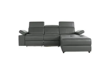 Hjørnesofa 3-seter Rayland Grå, PU, Høyre Elektrisk Recliner - Grå, PU, Høyre Elektrisk Recliner - Møbler - Sofaer - Skinnsofaer