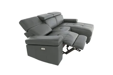 Hjørnesofa 3-seter Rayland Grå, PU, Høyre Elektrisk Recliner - Grå, PU, Høyre Elektrisk Recliner - Møbler - Sofaer - Skinnsofaer