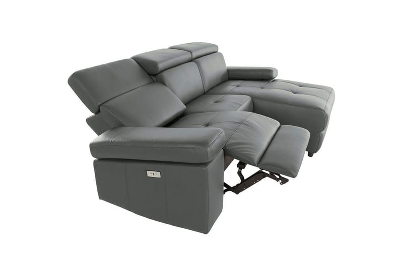 Hjørnesofa 3-seter Rayland Grå, PU, Høyre Elektrisk Recliner - Grå, PU, Høyre Elektrisk Recliner - Møbler - Sofaer - Skinnsofaer