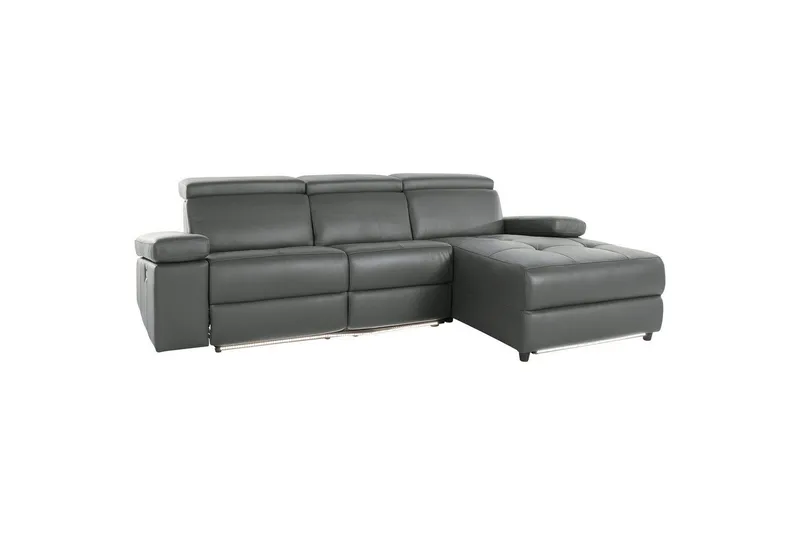 Hjørnesofa 3-seter Rayland Grå, PU, Høyre Elektrisk Recliner - Grå, PU, Høyre Elektrisk Recliner - Møbler - Sofaer - Skinnsofaer