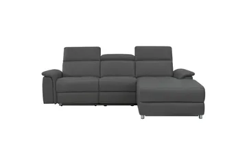 Hjørnesofa 3-seter Pareli Grå, Lær/PU, Høyre Manuell Recliner - Grå, Lær/PU, Høyre Manuell Recliner - Møbler - Sofaer - Skinnsofaer