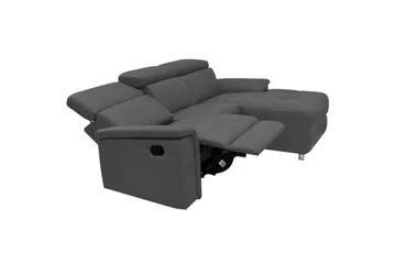 Hjørnesofa 3-seter Pareli Grå, Lær/PU, Høyre Manuell Recliner - Grå, Lær/PU, Høyre Manuell Recliner - Møbler - Sofaer - Skinnsofaer