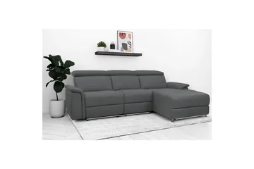 Hjørnesofa 3-seter Pareli Grå, Lær/PU, Høyre Manuell Recliner - Grå, Lær/PU, Høyre Manuell Recliner - Møbler - Sofaer - Skinnsofaer