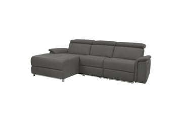 Hjørnesofa 3-seter Pareli Grå, Lær/PU, Venstre Manuell Recliner - Grå, Lær/PU, Venstre Manuell Recliner - Møbler - Sofaer - Skinnsofaer