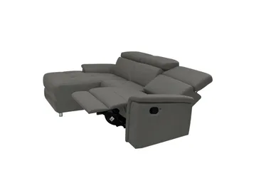 Hjørnesofa 3-seter Pareli Grå, Lær/PU, Venstre Manuell Recliner - Grå, Lær/PU, Venstre Manuell Recliner - Møbler - Sofaer - Skinnsofaer