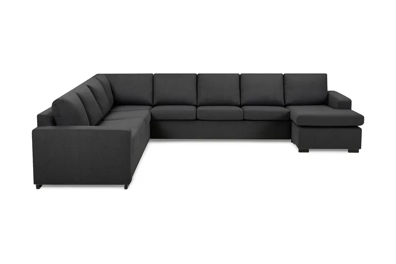 Crazy 7-seters Vendbar U-formet XX-Large Hjørnesofa med Divan i Stoff, Mørkegrå