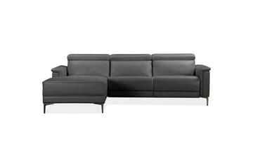 Hjørnesofa 3-seter Lund Grå, Lær/PU, Venstre Elektrisk Recliner - Grå, Lær/PU, Venstre Elektrisk Recliner - Møbler - Sofaer - Hjørnesofa
