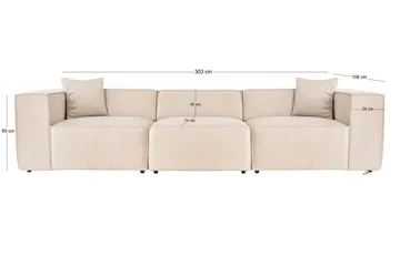 Kaolins Sofa 3-seter - Krem - Møbler - Sofaer - Modulsofaer - Komplett modulsofa