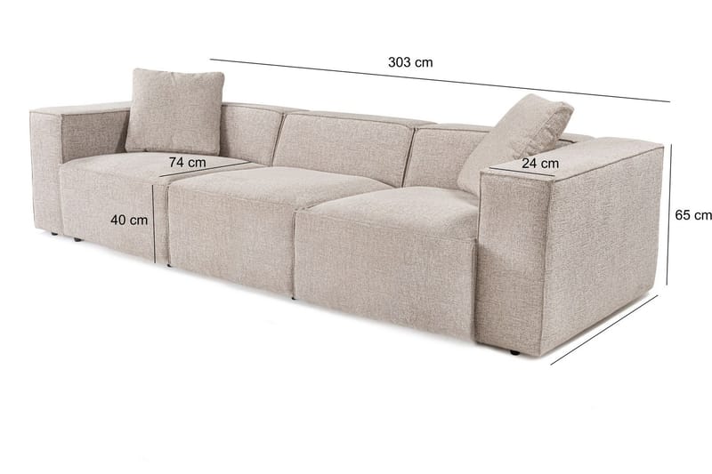 Kaolins Sofa 3-seter - Mokka - Møbler - Sofaer - Modulsofaer - Komplett modulsofa