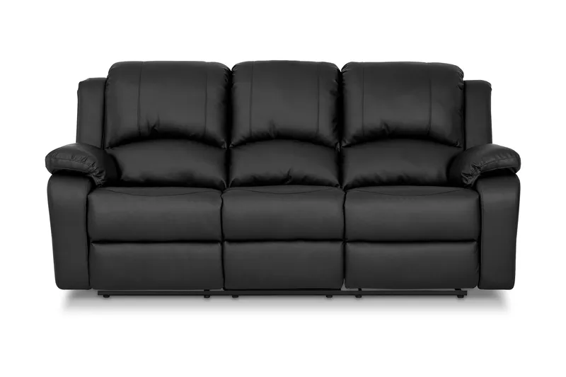 Norbo Skjønn Reclinersofa 3-seter Kunstskinn - Fällbar sofa - Kinosofa, Svart