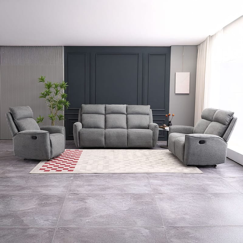 Reclinersofa Östvik 2-seter med manuell mekanisme - grå - Møbler - Sofaer - Reclinersofaer - 2 seters kinosofa & reclinersofa