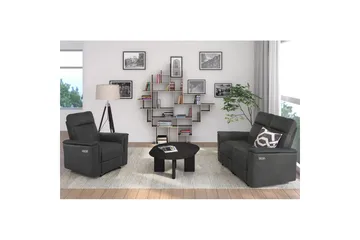 Sofa 2-seter Southbrook Grå, PU/tre/metall, Elektrisk recliner - Grå, PU/tre/metall, Elektrisk recliner - Møbler - Sofaer - Reclinersofaer - 2 seters kinosofa & reclinersofa