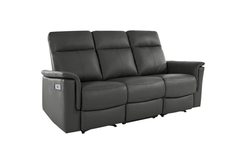 Sofa 3-seter Southbrook Grå, PU/tre/metall, Elektrisk recliner, Grå, PU/tre/metall, Elektrisk recliner