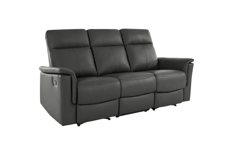 Sofa 3-seter Southbrook Grå, PU/tre/metall, Manuell hvilestol, Grå, PU/tre/metall, Manuell hvilestol
