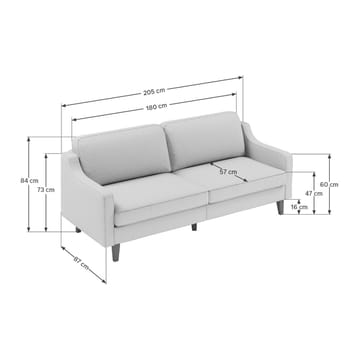 Lorvas 3-seters sofa - Grå - Møbler - Sofaer - Fløyel sofaer