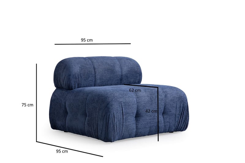 Belgin Midtmodul 95 cm - Blå - Møbler - Sofaer - Modulsofaer - Midtmodul