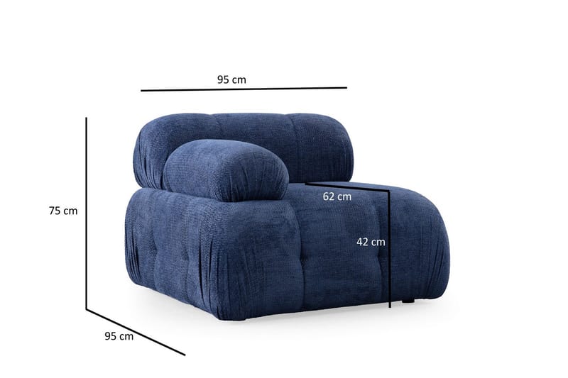 Belgin Venstremodul 95 cm - Blå - Møbler - Sofaer - Modulsofaer - Øvrige moduler for modulsofa