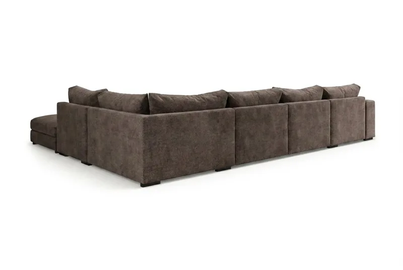 Dubai U-modulsofa med divan høyre ekstra dyp i Chenille - Mørkebrun - Møbler - Sofaer - Modulsofaer - Komplett modulsofa