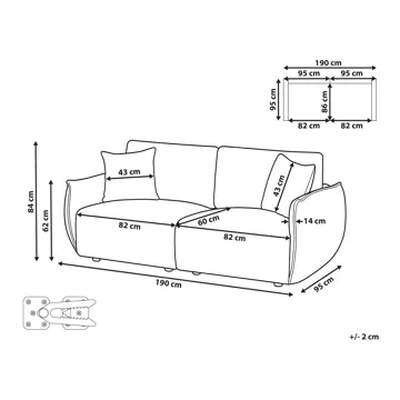 Modulsofa 2-seter Mesnali - Off-White - Møbler - Sofaer - Modulsofaer - Komplett modulsofa