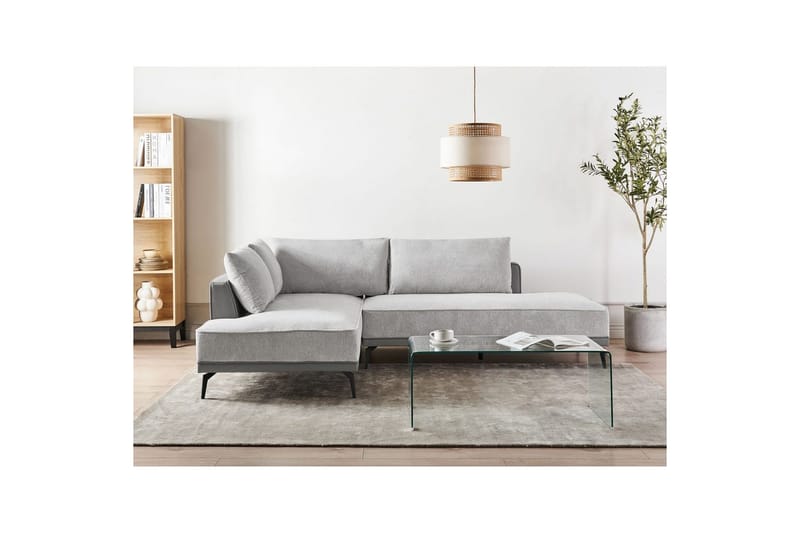 Modulsoffa Beliani Myken Beige/brun/svart, Högervänd Grey Left-faced - Møbler - Sofaer - Modulsofaer - Komplett modulsofa