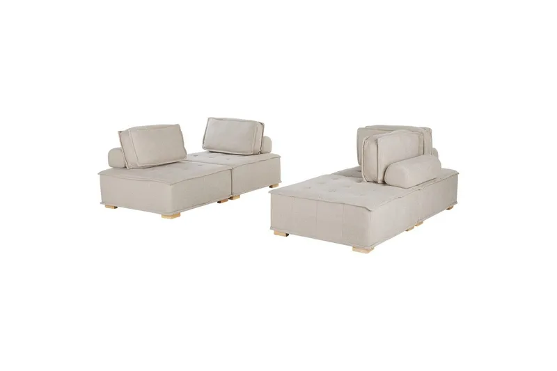 Modulsoffa Beliani Tibro Beige/ljust trä Beige||Light colored wood