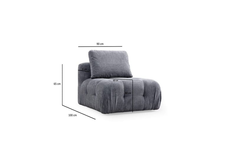 Yvara Mittmodul 90 cm - Grå - Møbler - Sofaer - Modulsofaer - Midtmodul