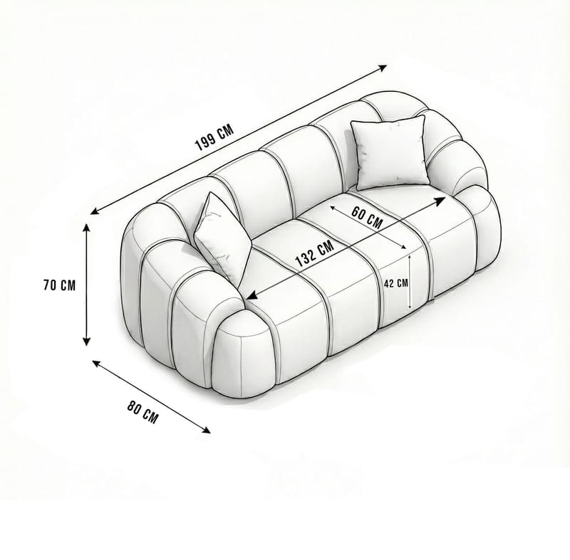 Octavio 2-seters sofa 199x70x80 cm - Flis rød - Møbler - Sofaer - 2 seter sofa