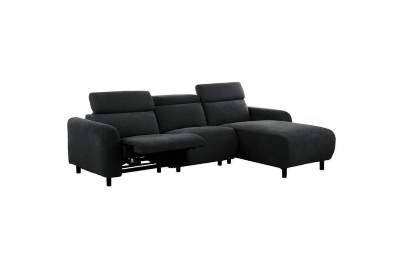 Reclinersofa med hjørne Loft24 Hjørnesofa Loft24 Skaane med manuell reclinerstol Grå Belfast-stoff - Møbler - Sofaer - Skinnsofaer
