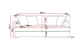 Rossita 3-seters Dyp Sofa i Chenille - Beige - Møbler - Sofaer - Sofa 3 seter