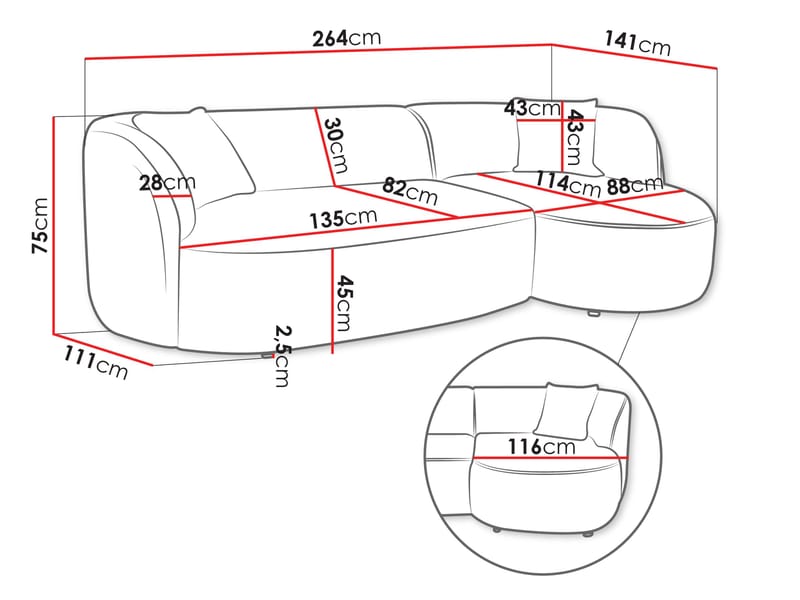 Rylian 3-seters sofa med divan - blågrønn - Møbler - Sofaer - Sofa med sjeselong