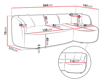 Rylian 3-seters sofa med divan - sennepsgul - Møbler - Sofaer - Sofa med sjeselong
