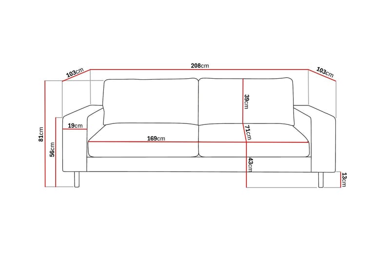 Scandi dyp 3-seters sofa i chenille - Grå - Møbler - Sofaer - Fløyel sofaer