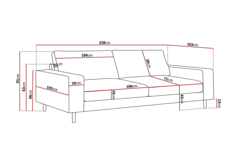 Scandi Dyp 4-seters sofa i chenille - Mørk beige - Møbler - Sofaer - 4 seter sofa