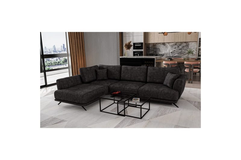 Seksjon Eltap Larde 286x191x90 cm, Leve 6, Mørk grå, Venstre