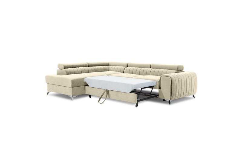 Seksjon Eltap Laurence 278x205x92 cm - Monolith 04, Lys Beige, Høyre - Møbler - Sofaer - Sovesofaer