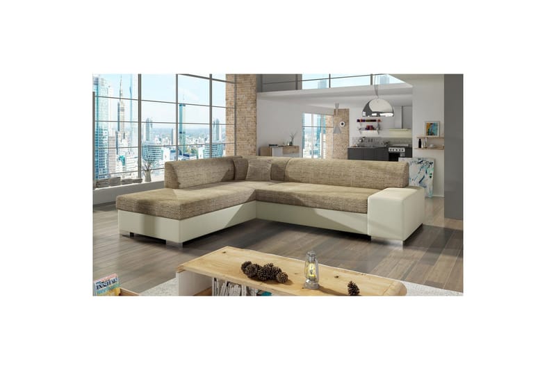 Seksjonssofa Eltap Porto 278x217x74 cm, Berlin 03, Myk 33, Beige, Venstre