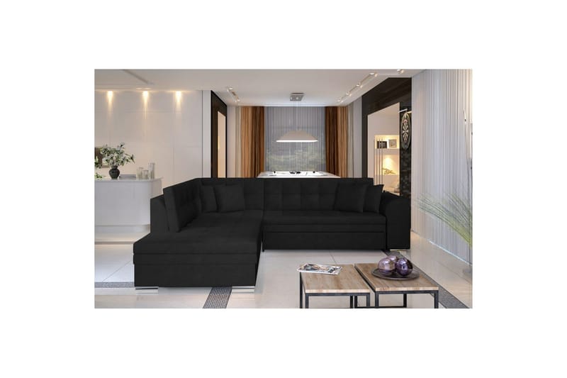 Seksjonssofa Eltap Pieretta 260x207x78 cm, Kronos 07, Svart, Venstre
