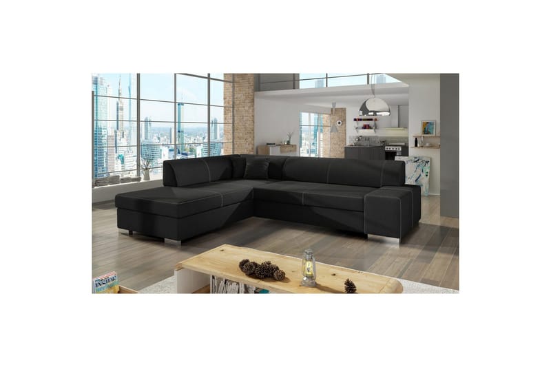 Seksjonssofa Eltap Porto 278x217x74 cm, Sawana 14, Svart, Venstre