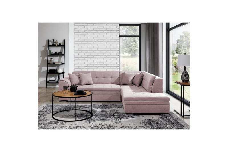 Seksjonssofa Eltap Pieretta 260x207x78 cm, Soro 61, Rosa, Høyre