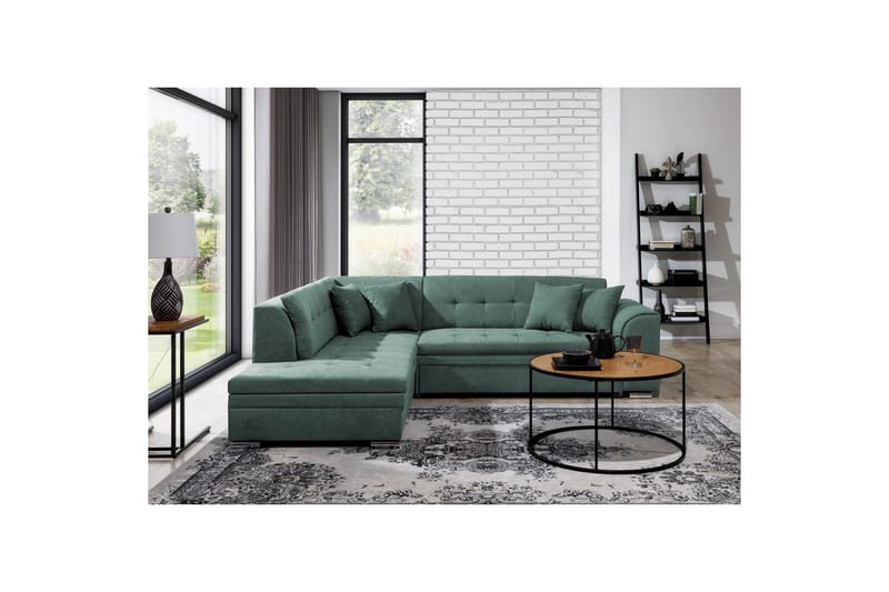 Seksjonssofa Eltap Pieretta 260x207x78 cm, Poco 100, Grønn, Venstre