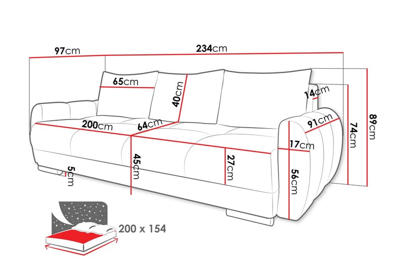 Simerly Sofa 3-seter i Plysj - Gul - Møbler - Sofaer - Sofa 3 seter