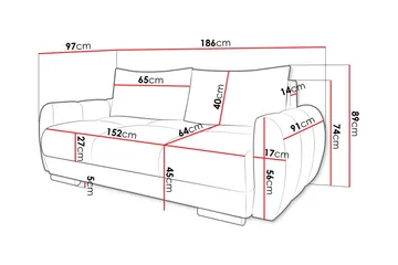 Simerly Sofa 3-seter - Oransje - Møbler - Sofaer - Sofa 3 seter